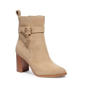 Coach Olivia Buckle Beige Suede Ankle Boots
